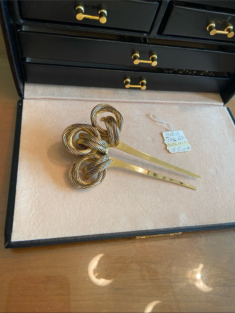 Vintage 1980’s Oversized memento Mori Hair Fork. Kirk’s  Folly. Signed CJV.